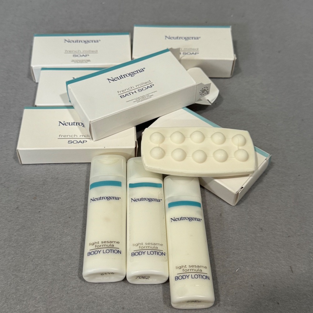 Neutrogena Travel Soap and Lotion Set 9pc French Milled Sesame Formula White